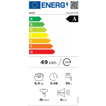 Bosch Πλυντήριο Ρούχων 9kg 1400 Στροφών Inox WUU28TX2GR